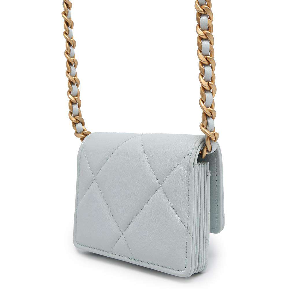 CHANEL CHANEL19 Chain Flap Wallet Light BlueAP1787 Lambskin