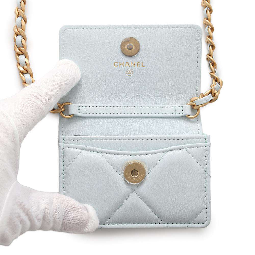 CHANEL CHANEL19 Chain Flap Wallet Light BlueAP1787 Lambskin