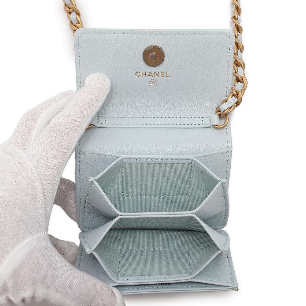 CHANEL CHANEL19 Chain Flap Wallet Light BlueAP1787 Lambskin