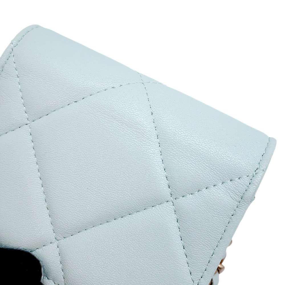CHANEL CHANEL19 Chain Flap Wallet Light BlueAP1787 Lambskin