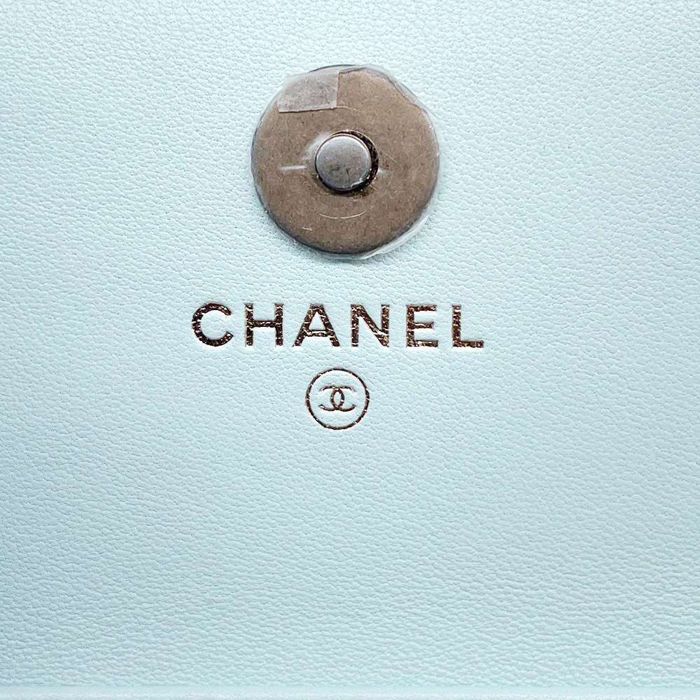 CHANEL CHANEL19 Chain Flap Wallet Light BlueAP1787 Lambskin