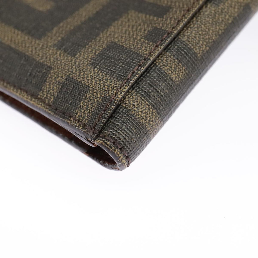 FENDI Zucca Canvas Card Case Black Brown 101122