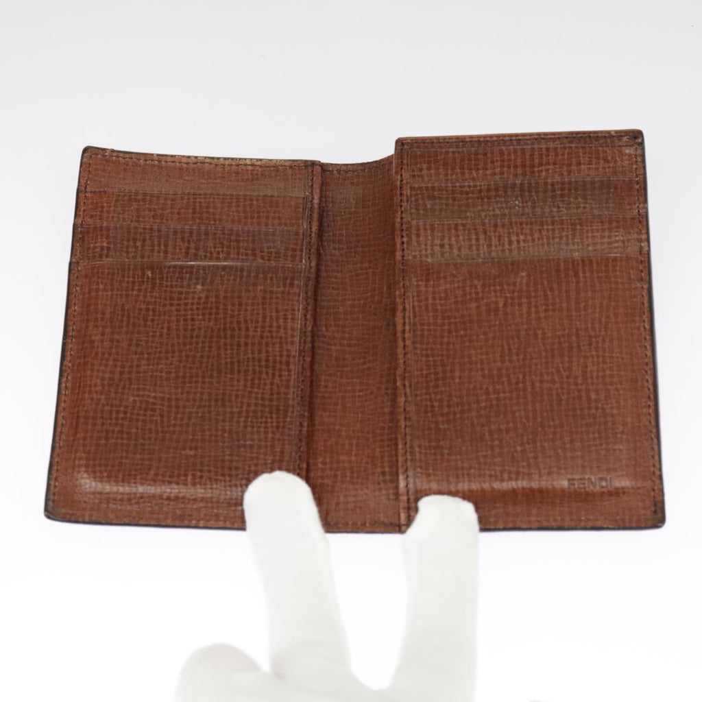 FENDI Zucca Canvas Card Case Black Brown 101122