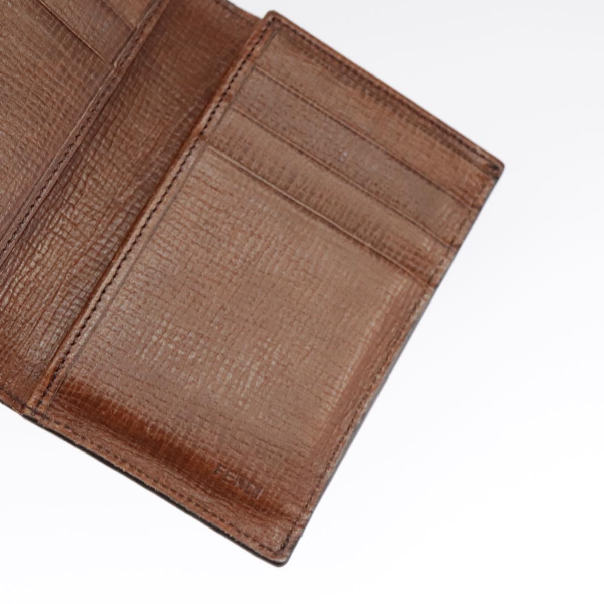 FENDI Zucca Canvas Card Case Black Brown 101122
