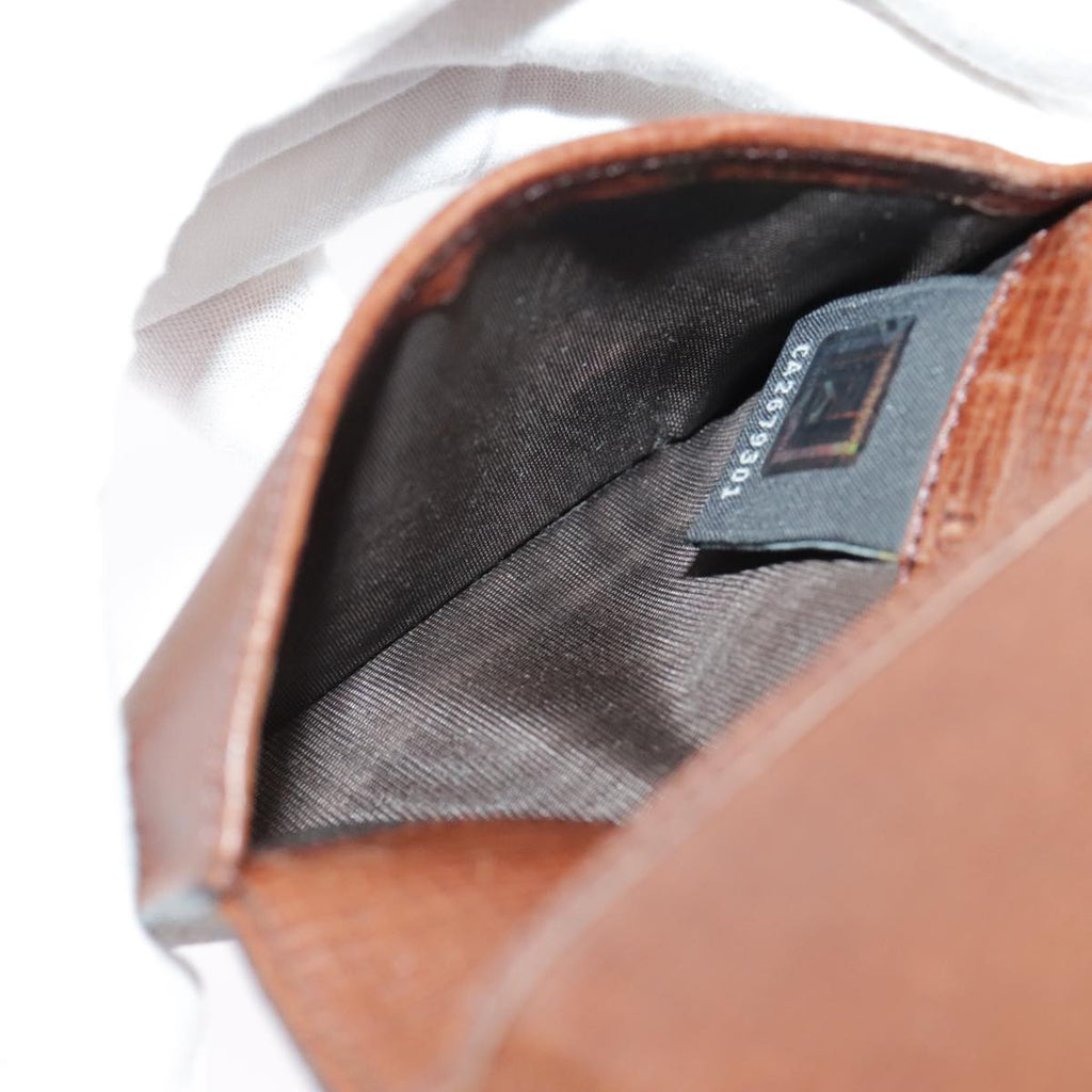 FENDI Zucca Canvas Card Case Black Brown 101122