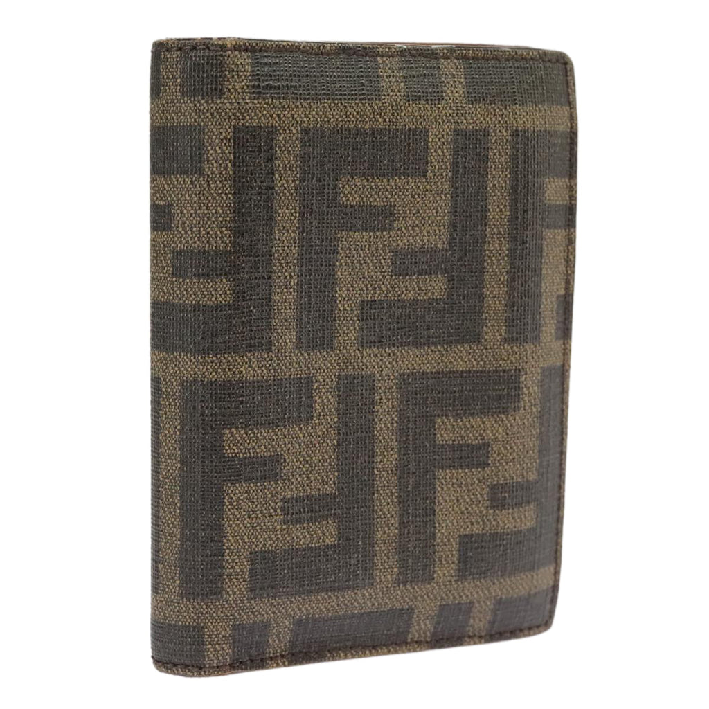 FENDI Zucca Canvas Card Case Black Brown 101122