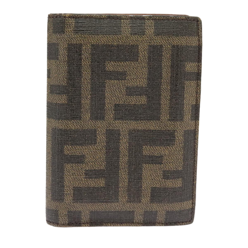 FENDI Zucca Canvas Card Case Black Brown 101122