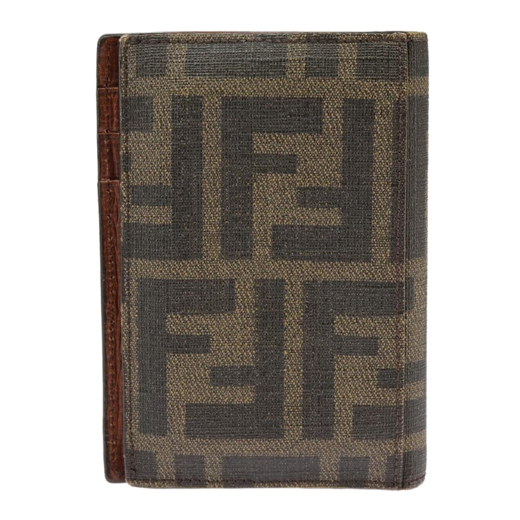 FENDI Zucca Canvas Card Case Black Brown 101122