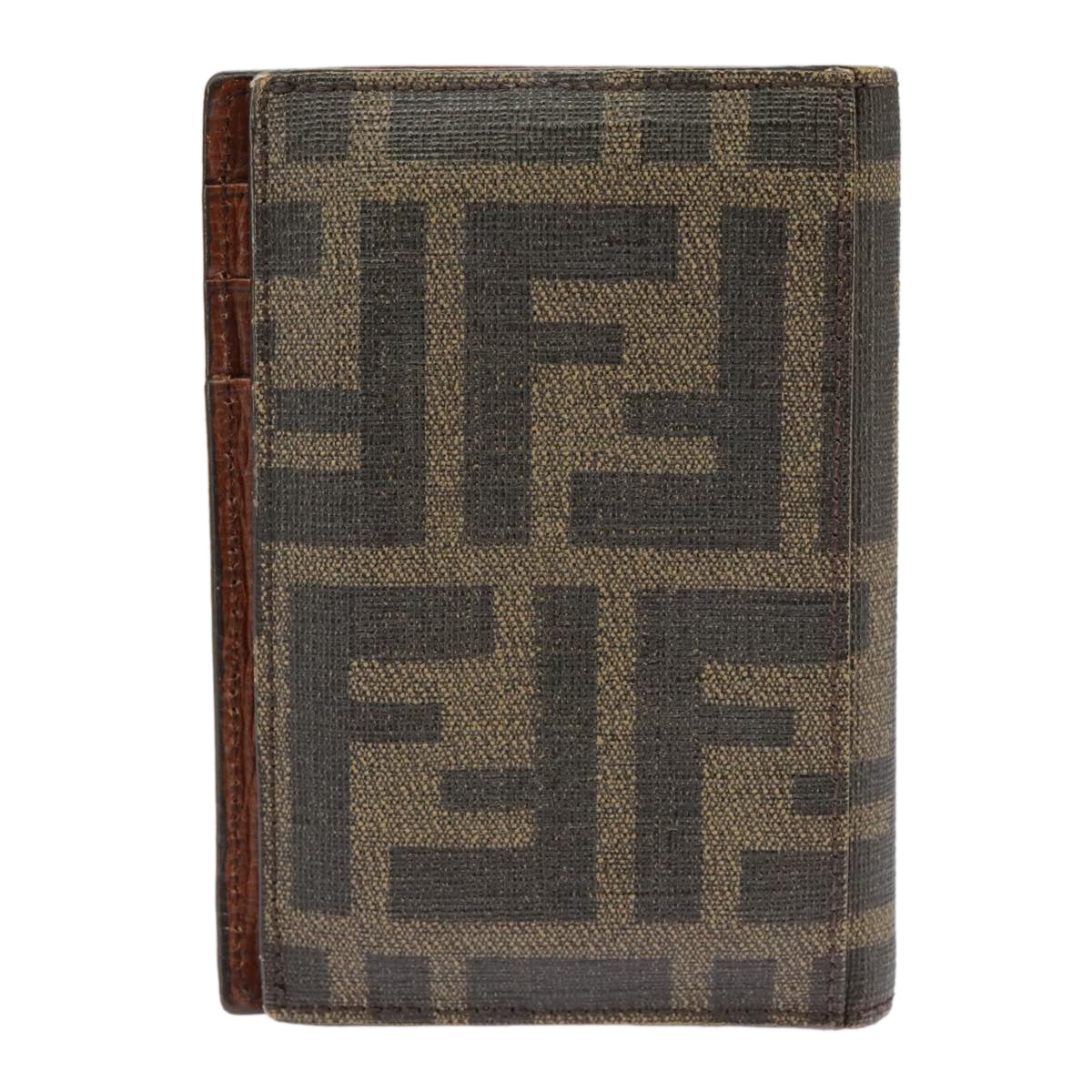 FENDI Zucca Canvas Card Case Black Brown 101122