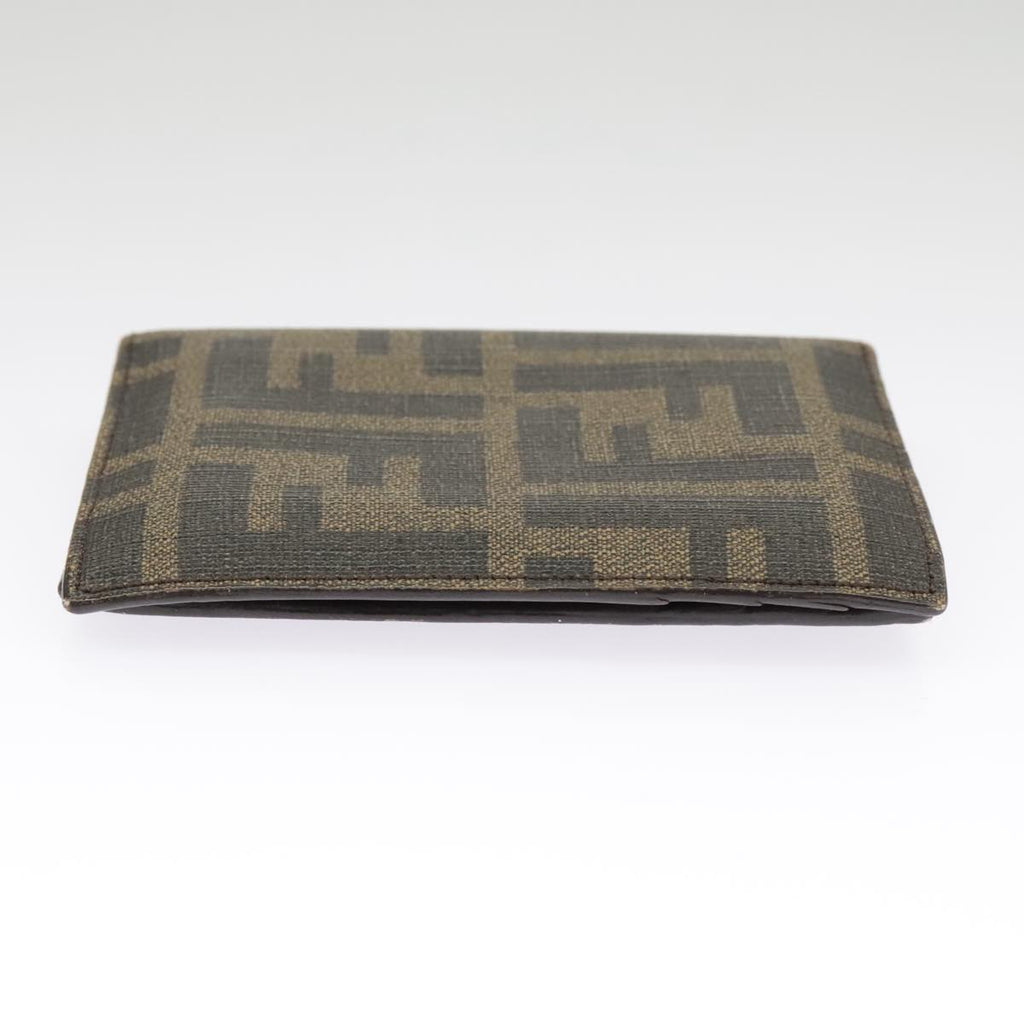 FENDI Zucca Canvas Card Case Black Brown 101122