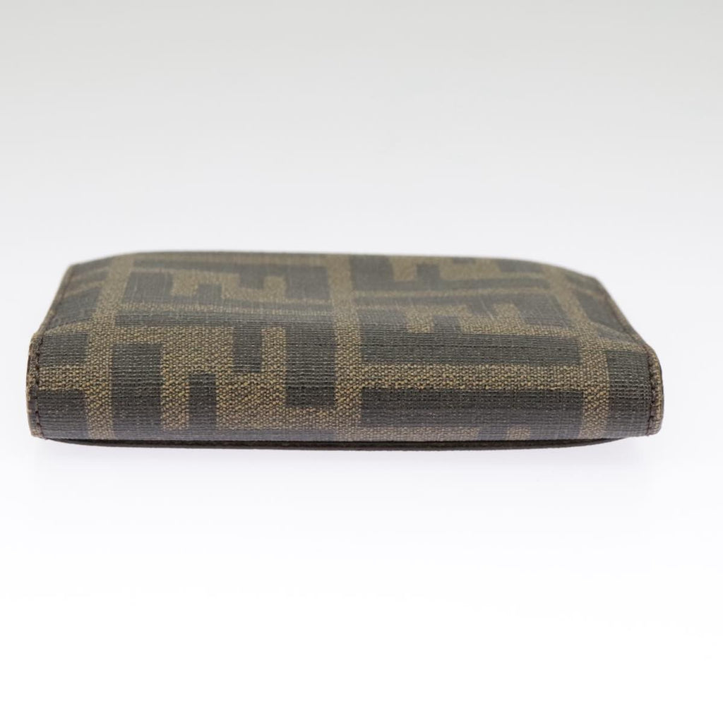 FENDI Zucca Canvas Card Case Black Brown 101122