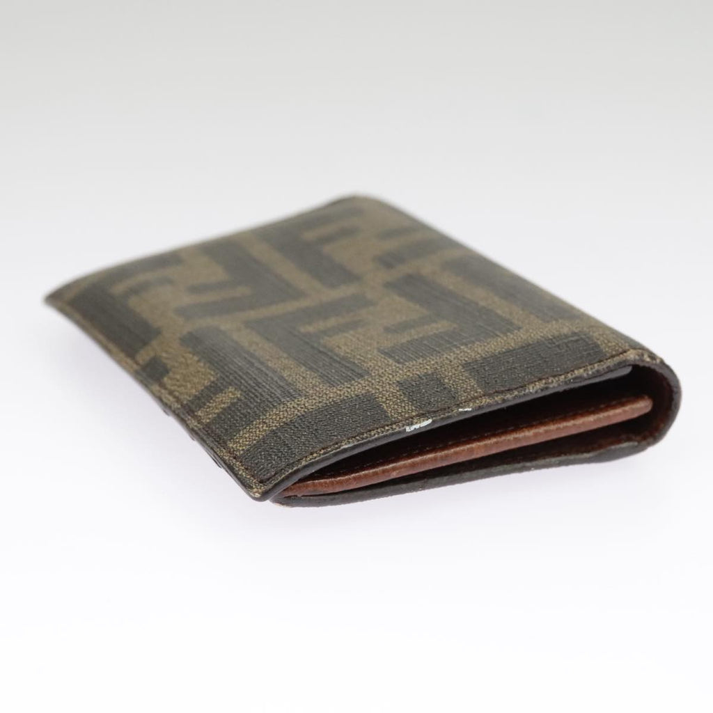FENDI Zucca Canvas Card Case Black Brown 101122