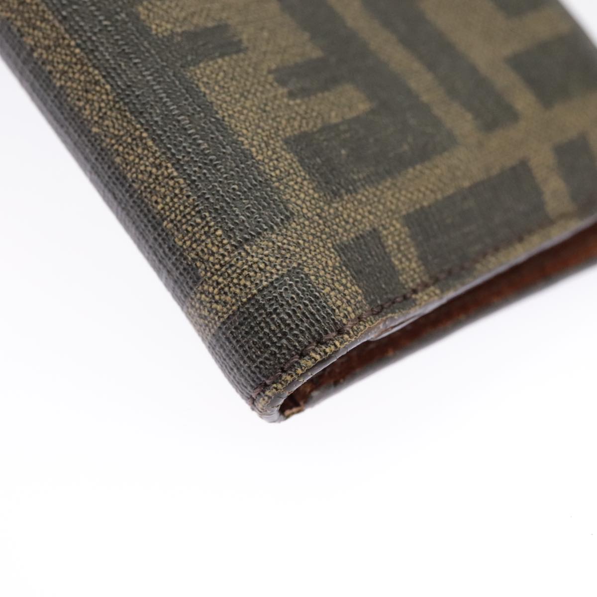 FENDI Zucca Canvas Card Case Black Brown 101122