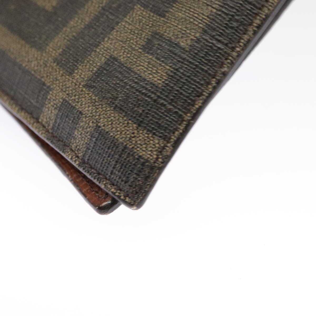 FENDI Zucca Canvas Card Case Black Brown 101122