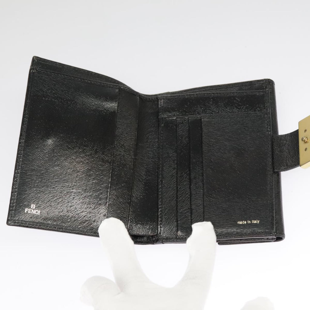 FENDI Wallet Leather Black 101125