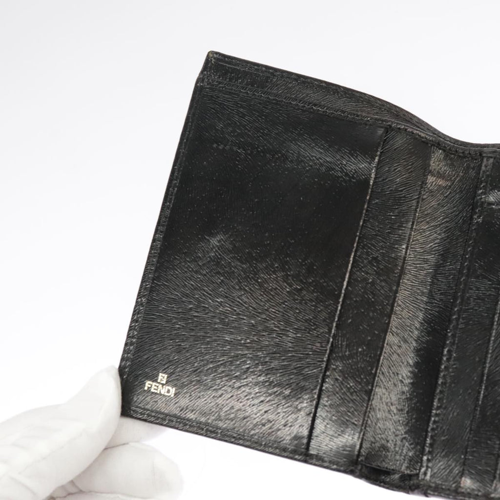 FENDI Wallet Leather Black 101125