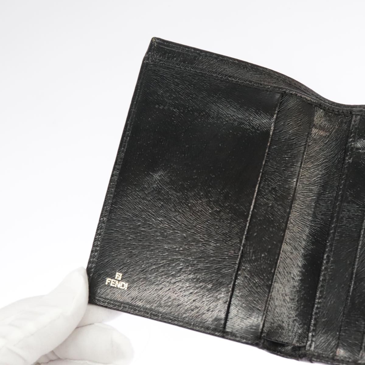 FENDI Wallet Leather Black 101125