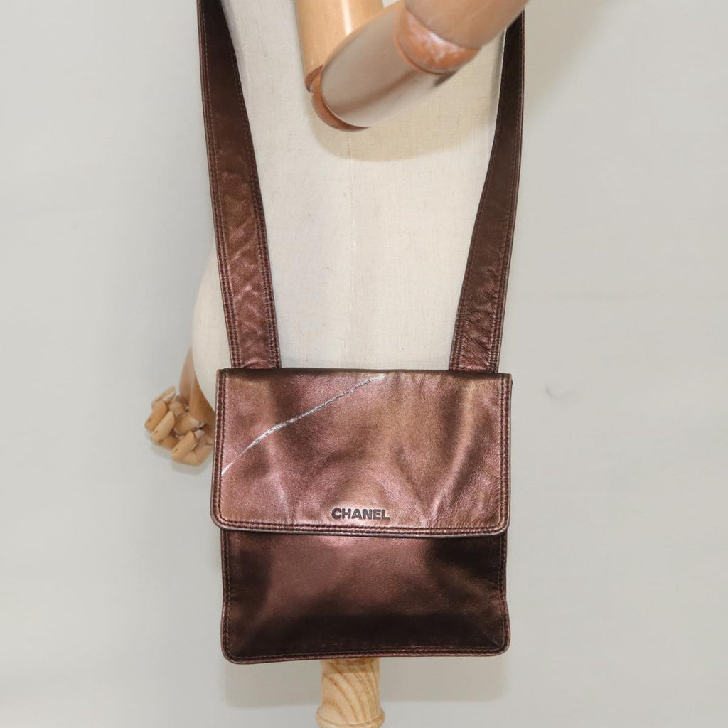 CHANEL Shoulder Bag Leather Bronze CC 101129