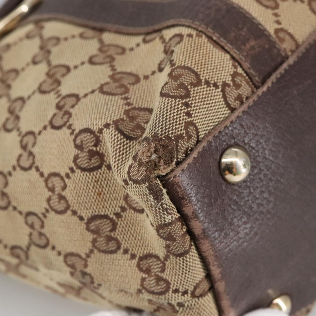GUCCI GG Canvas Shoulder Bag Beige Gold 141470 101138