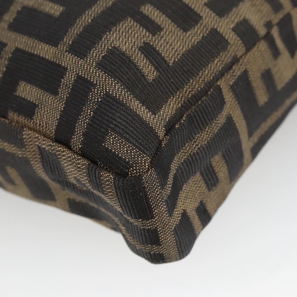 FENDI Zucca Canvas Shoulder Bag Brown Black 101147