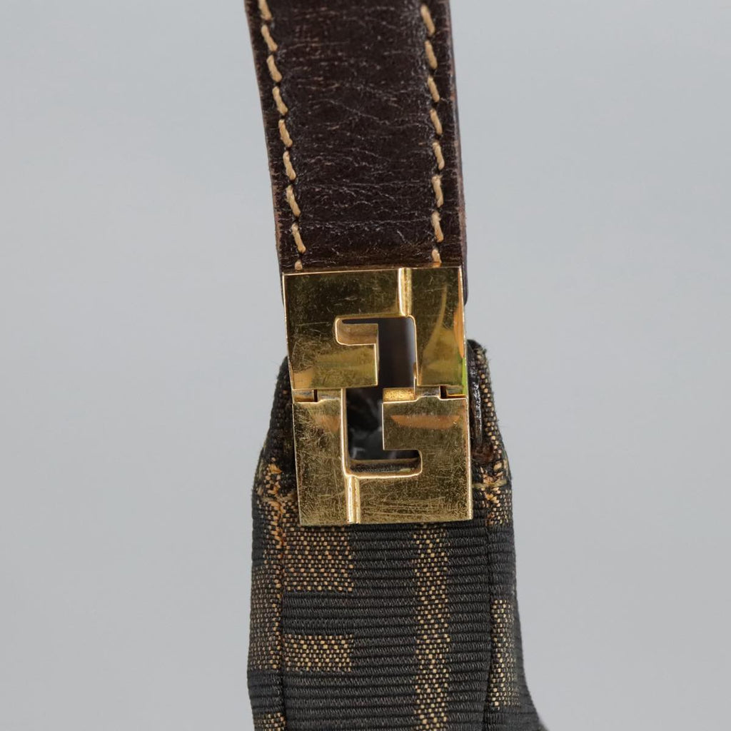 FENDI Zucca Canvas Shoulder Bag Brown Black 101147