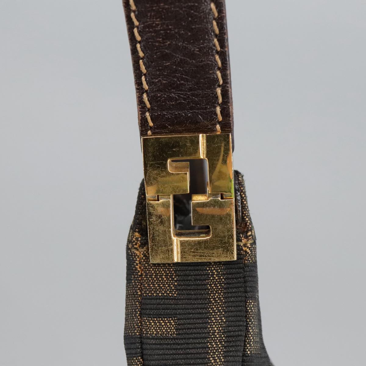 FENDI Zucca Canvas Shoulder Bag Brown Black 101147