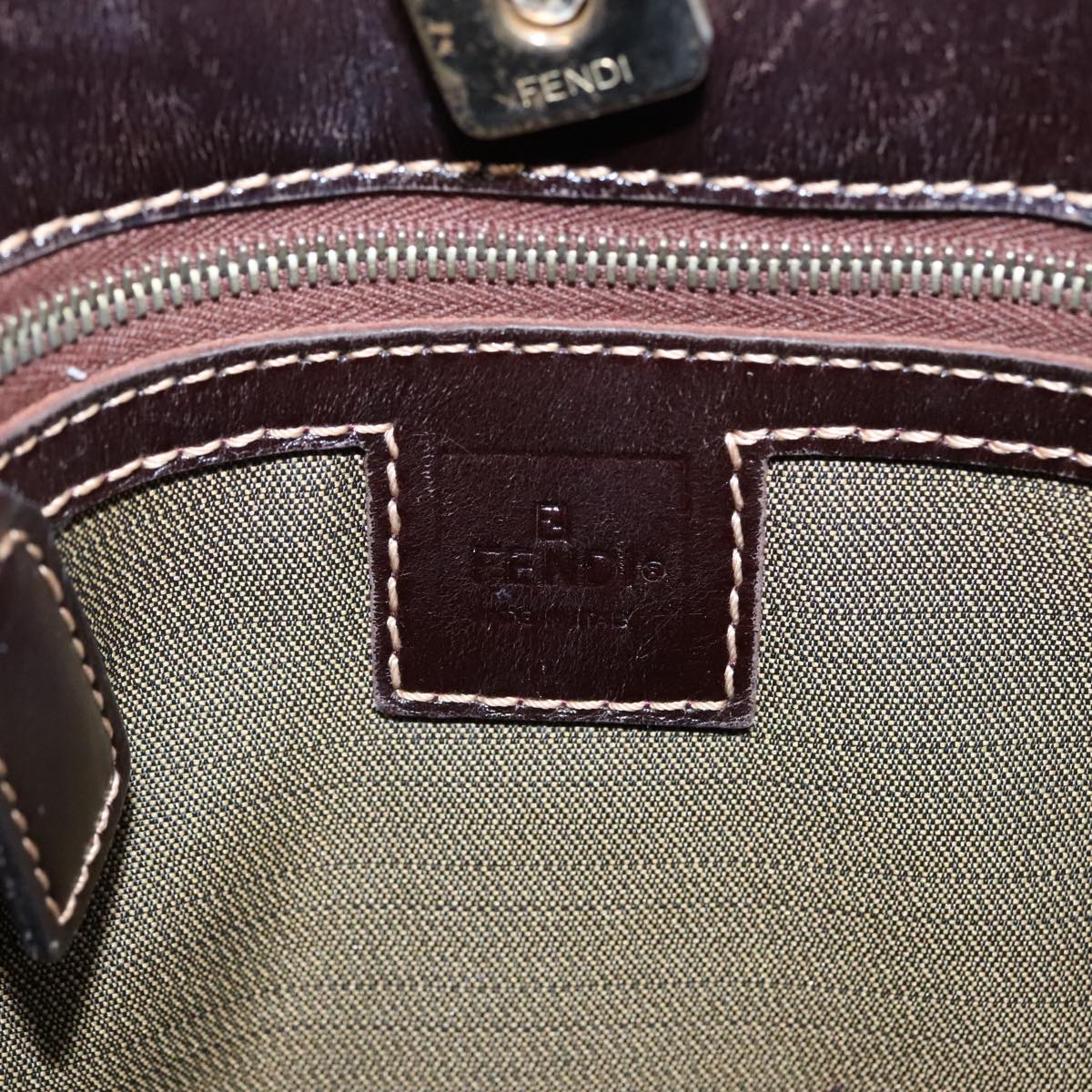 FENDI Zucca Canvas Shoulder Bag Brown Black 101147