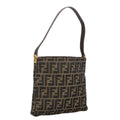 FENDI Zucca Canvas Shoulder Bag Brown Black 101147