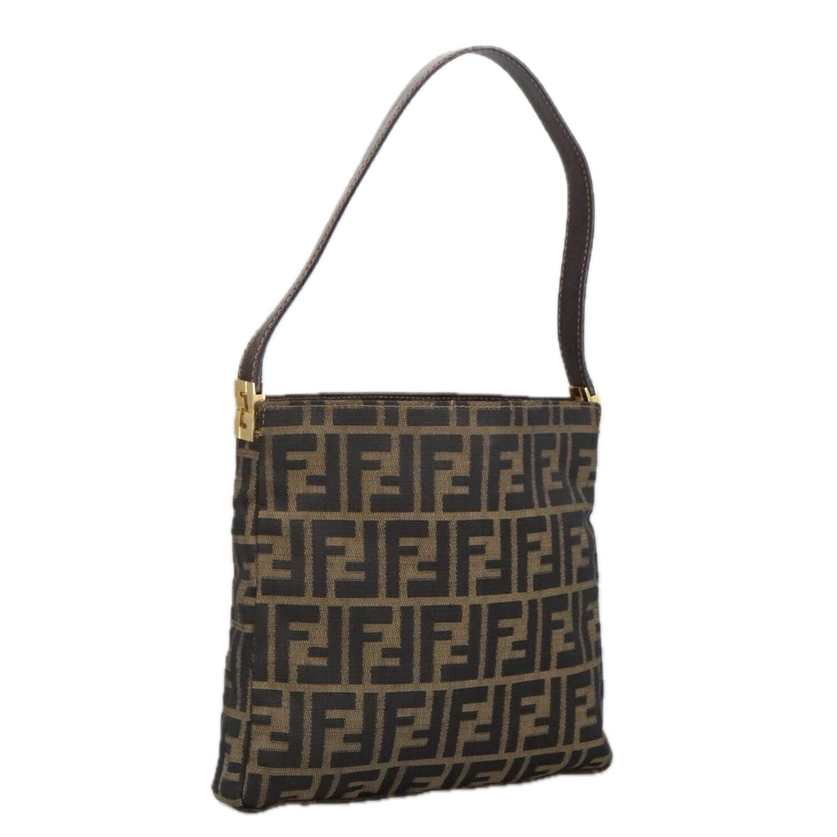 FENDI Zucca Canvas Shoulder Bag Brown Black 101147
