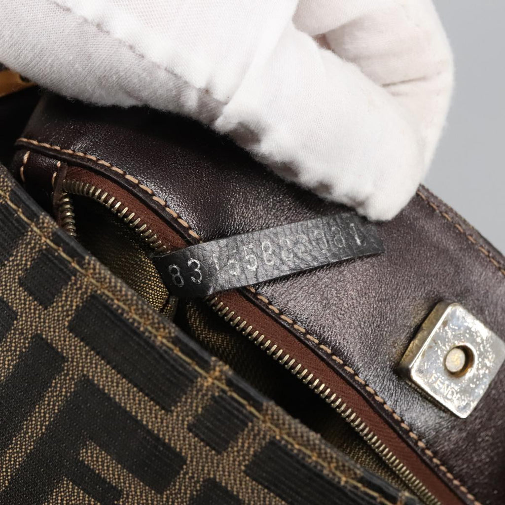 FENDI Zucca Canvas Shoulder Bag Brown Black 101147