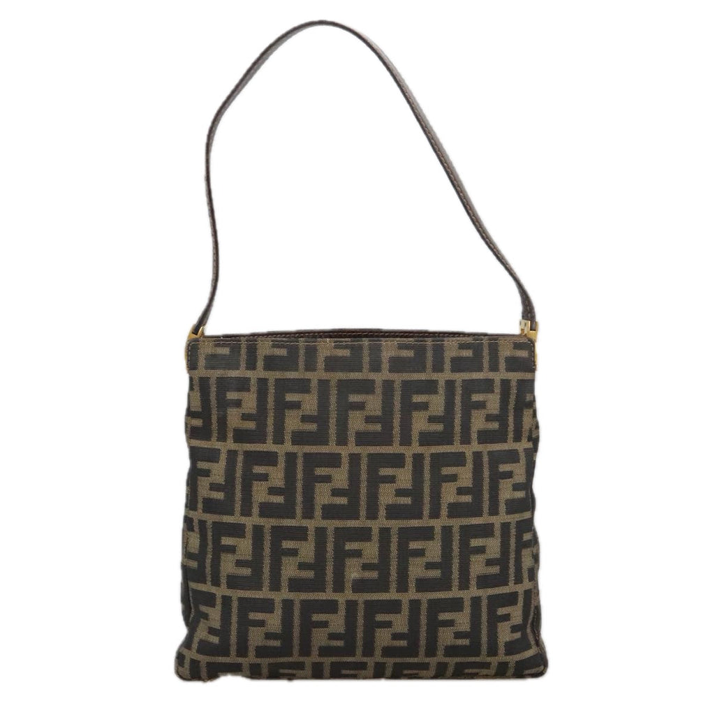 FENDI Zucca Canvas Shoulder Bag Brown Black 101147