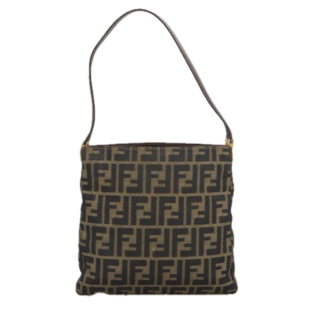 FENDI Zucca Canvas Shoulder Bag Brown Black 101147