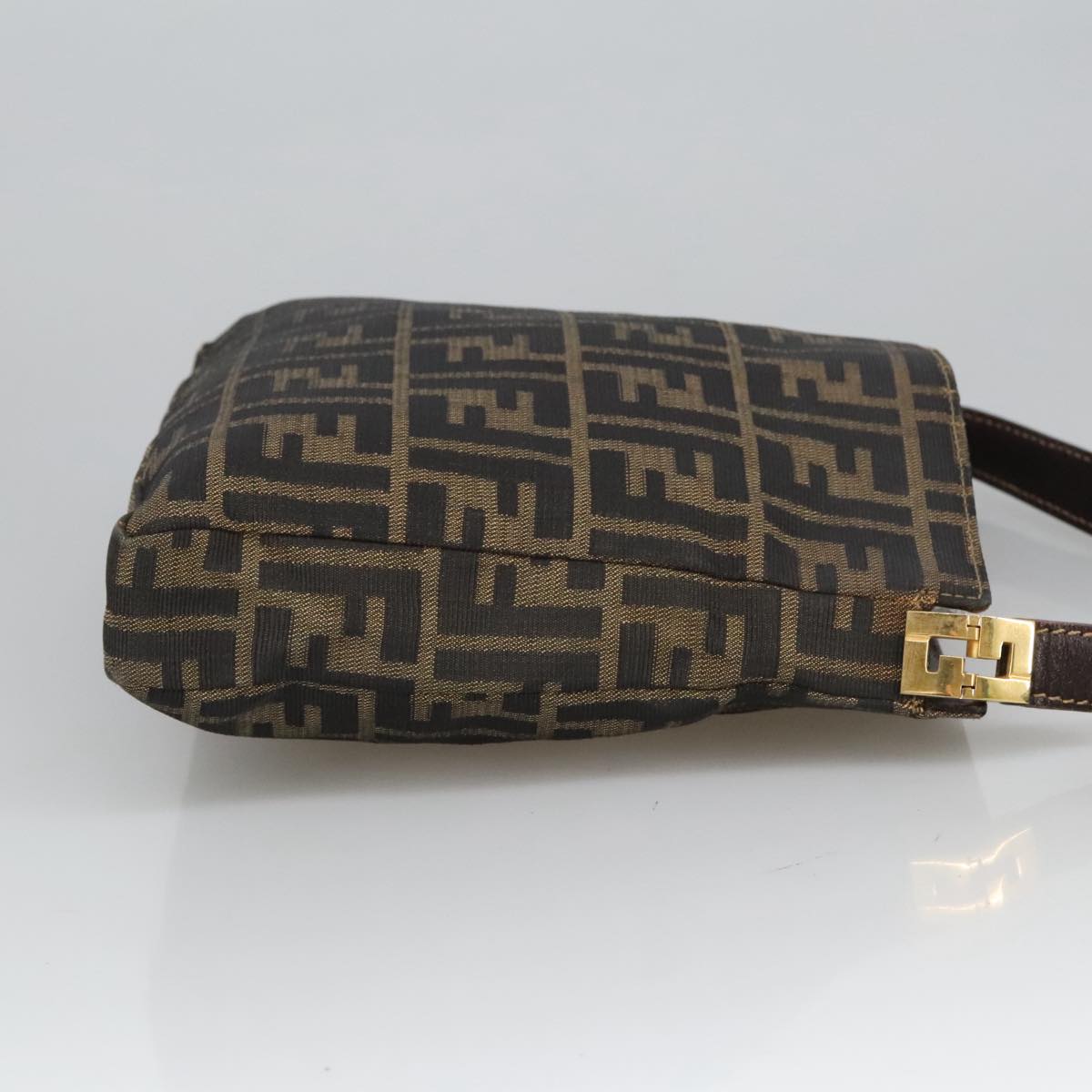FENDI Zucca Canvas Shoulder Bag Brown Black 101147