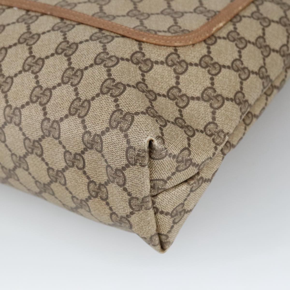 GUCCI GG Supreme Web Sherry Line Tote Bag PVC Beige 39 02 003 101156