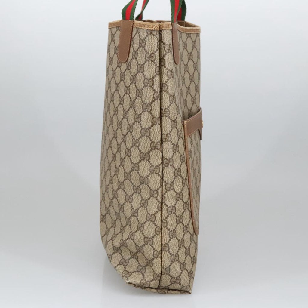 GUCCI GG Supreme Web Sherry Line Tote Bag PVC Beige 39 02 003 101156