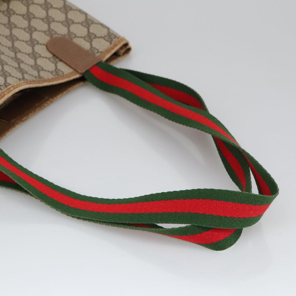 GUCCI GG Supreme Web Sherry Line Tote Bag PVC Beige 39 02 003 101156