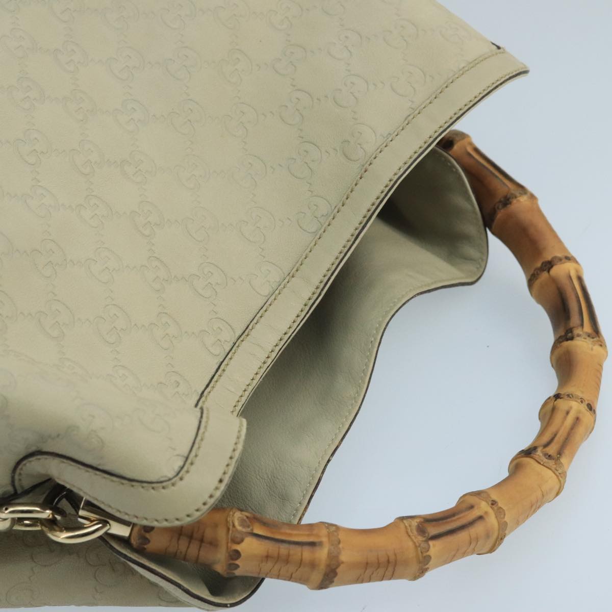 GUCCI GG Canvas Guccissima bamboo Hand Bag 2way Beige 169976 101158