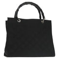 GUCCI Bamboo GG Canvas Hand Bag Nylon Black Silver 101168
