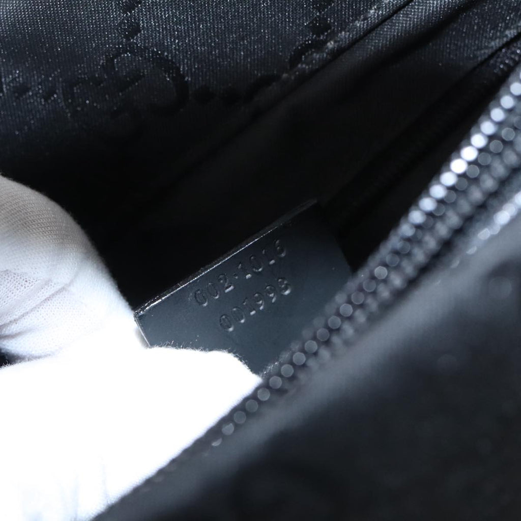GUCCI Bamboo GG Canvas Hand Bag Nylon Black Silver 101168