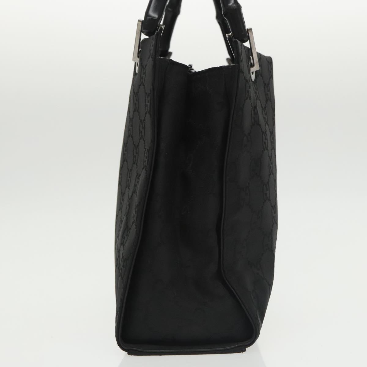 GUCCI Bamboo GG Canvas Hand Bag Nylon Black Silver 101168