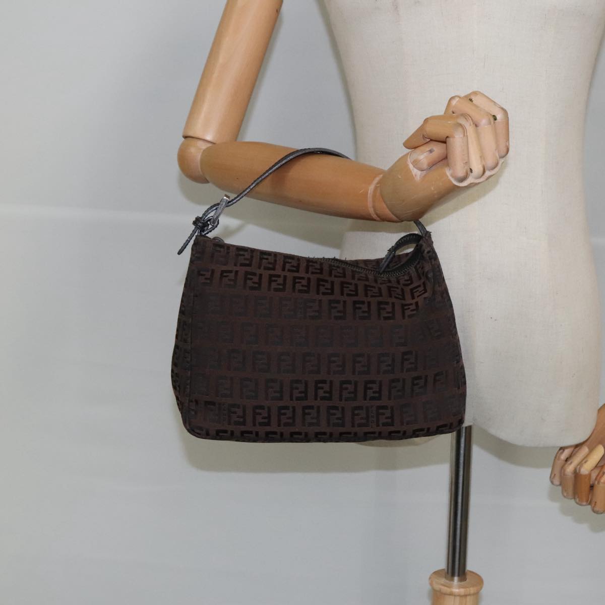 FENDI Zucchino Canvas Pouch Brown 101175