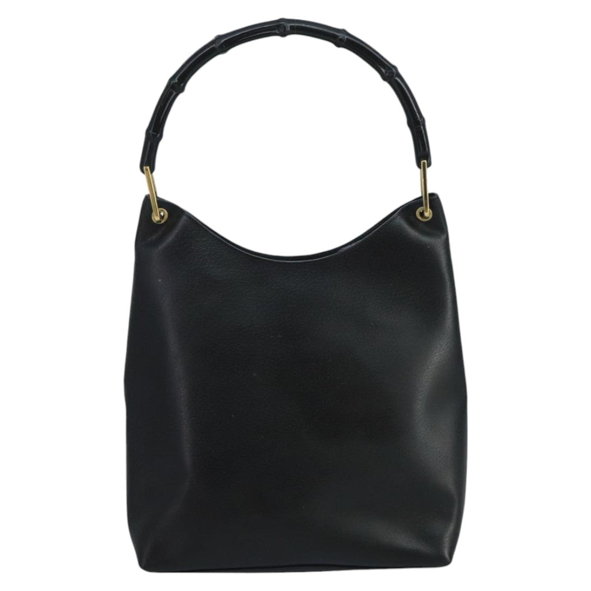 GUCCI Bamboo Shoulder Bag Leather Black Gold 001 2122 3006 101176