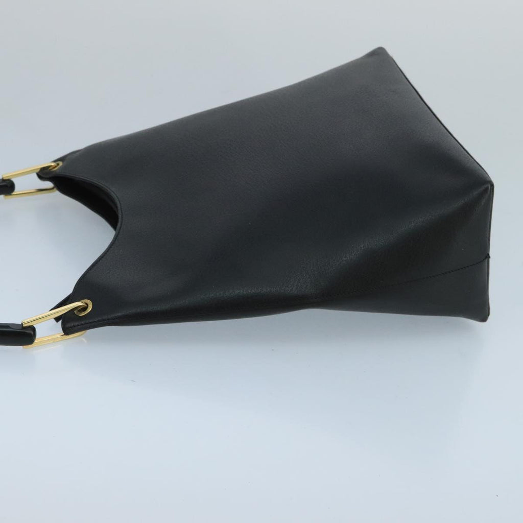 GUCCI Bamboo Shoulder Bag Leather Black Gold 001 2122 3006 101176