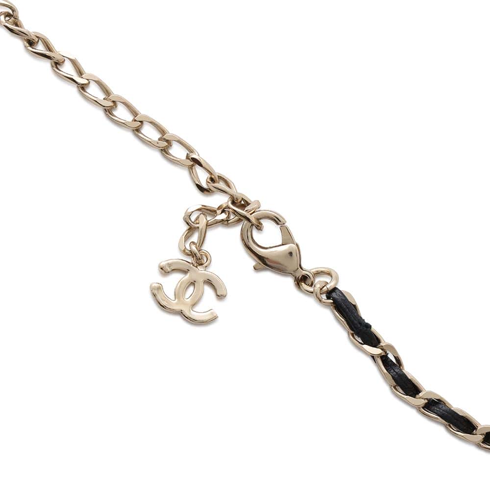 CHANEL Choker Crystal logo choker Black Metal  Rhinestone