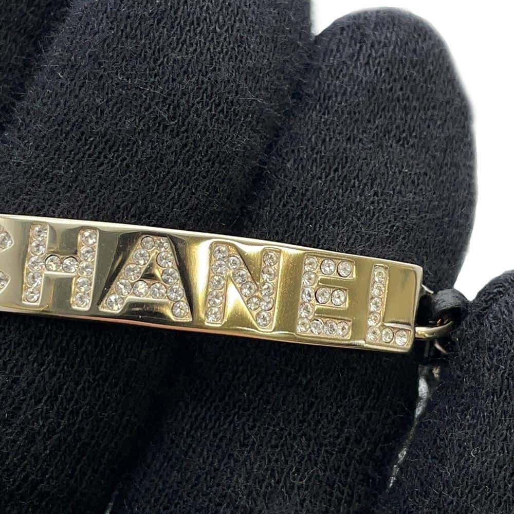 CHANEL Choker Crystal logo choker Black Metal  Rhinestone