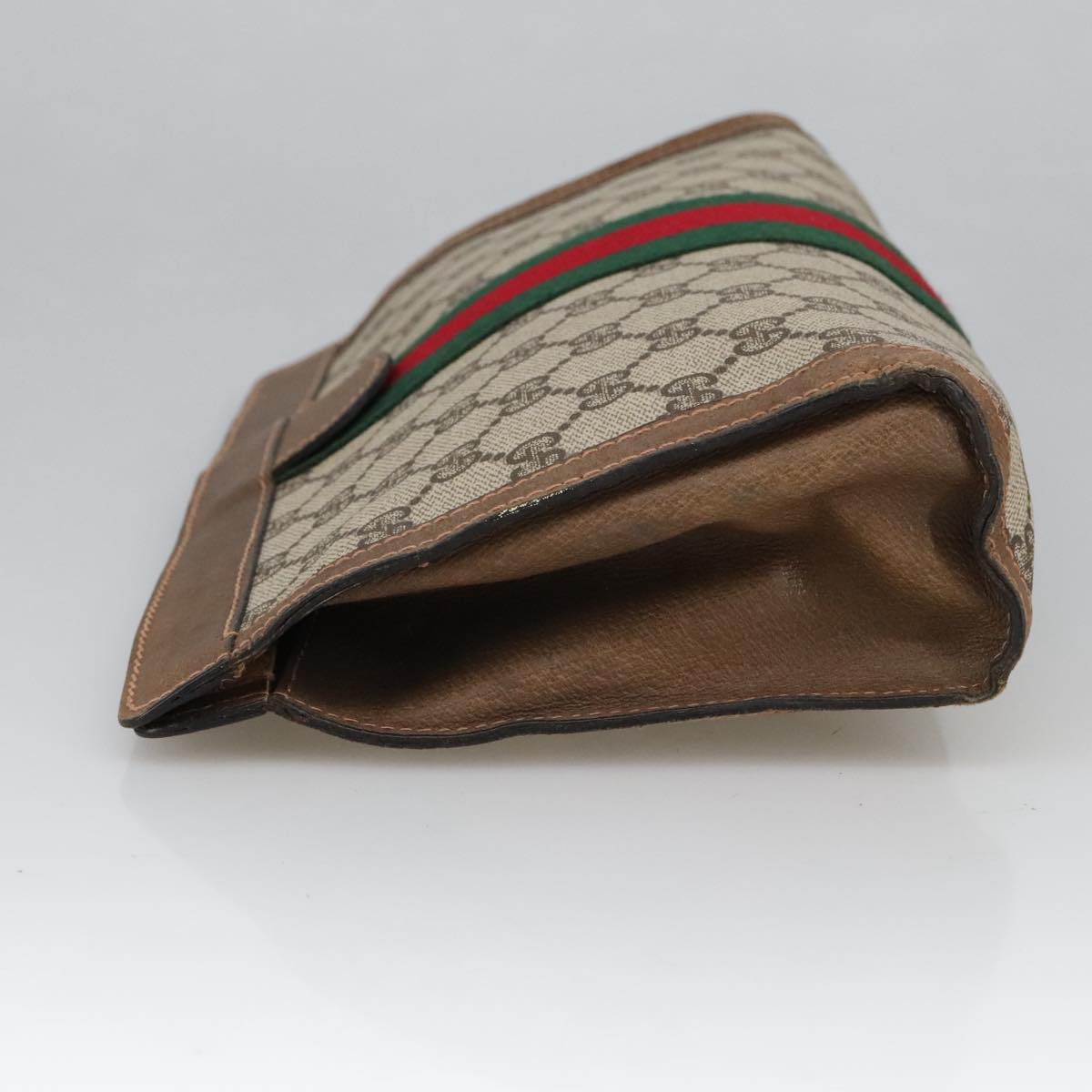GUCCI GG Supreme Web Sherry Line Clutch Bag PVC Beige 37 014 2125 101180