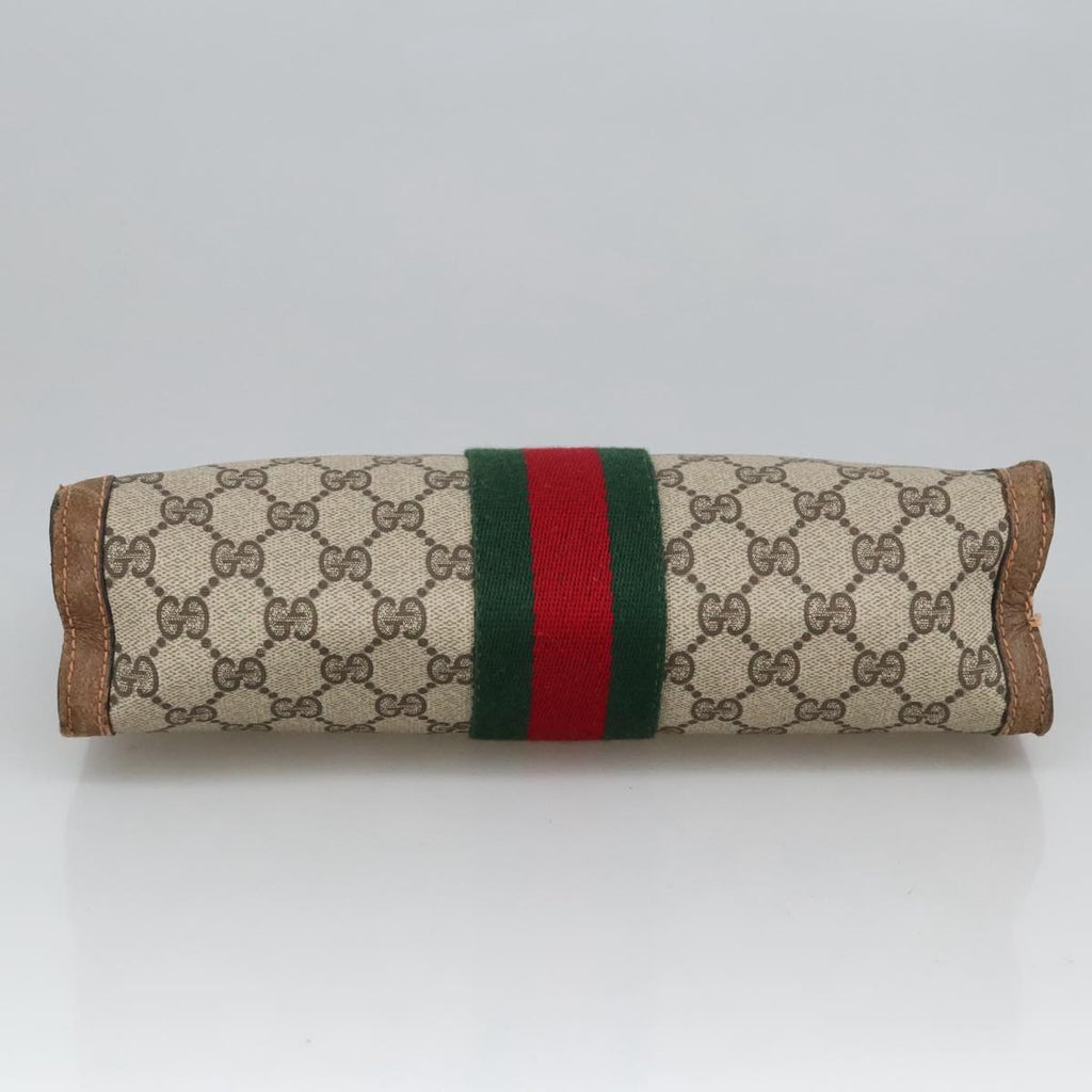 GUCCI GG Supreme Web Sherry Line Clutch Bag PVC Beige 37 014 2125 101180
