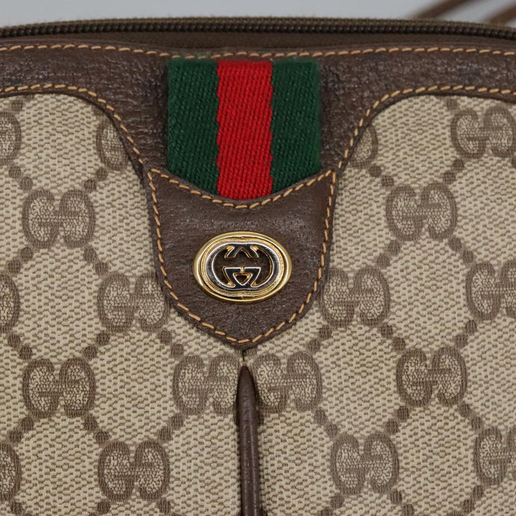 GUCCI GG Supreme Web Sherry Line Shoulder Bag PVC Beige 904 02 047 101184