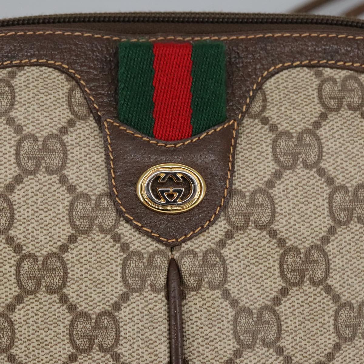 GUCCI GG Supreme Web Sherry Line Shoulder Bag PVC Beige 904 02 047 101184
