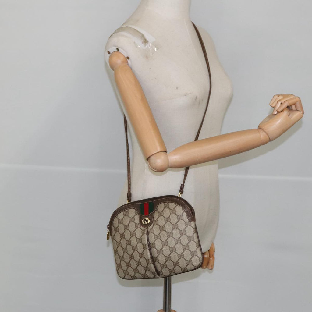 GUCCI GG Supreme Web Sherry Line Shoulder Bag PVC Beige 904 02 047 101184